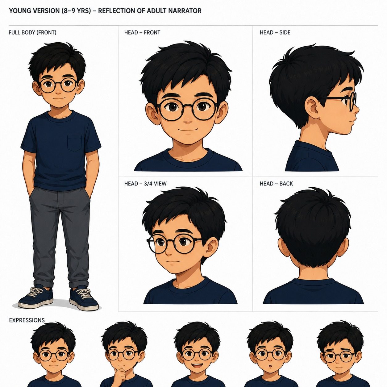 Young narrator reference sheet
